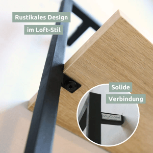 holz4home Wandregal Sonoma Eiche, 4-teiliges Set mit schwarzem Metallrahmen.