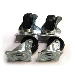 Set aus 4 Lenkrollen für Polyrattan Pflanzkübel und Kissenboxen, 2 mit Feststellbremse.