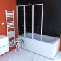 Aurlane Badewannenaufsatz Triple White, 3-teilig, 143x125cm, auf Badewanne montiert.