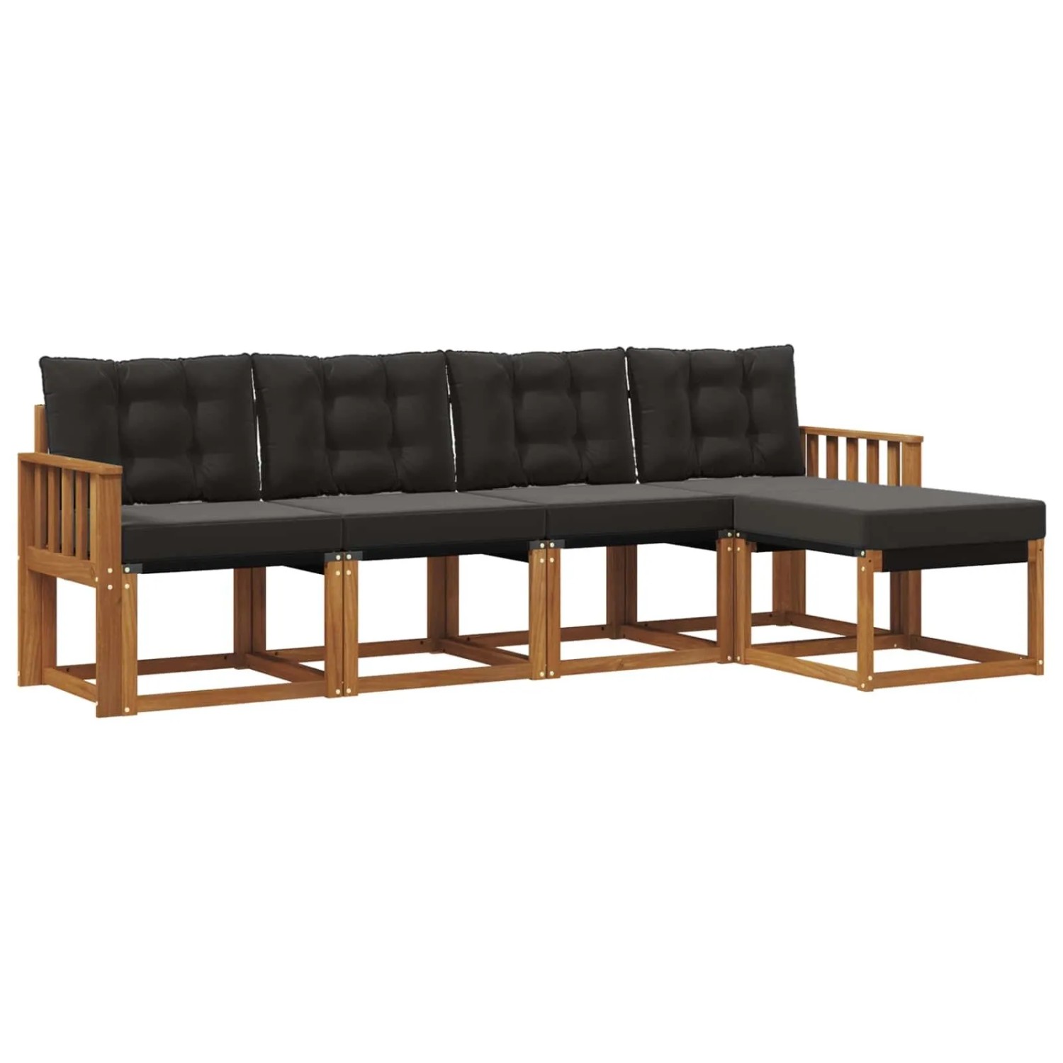 vidaXL Outdoor-Sofagarnitur mit Kissen 5-Tlg Natur und Schwarz 3368567