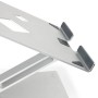 Silberner, stufenlos verstellbarer Laptop Tischständer von Durable, faltbar.