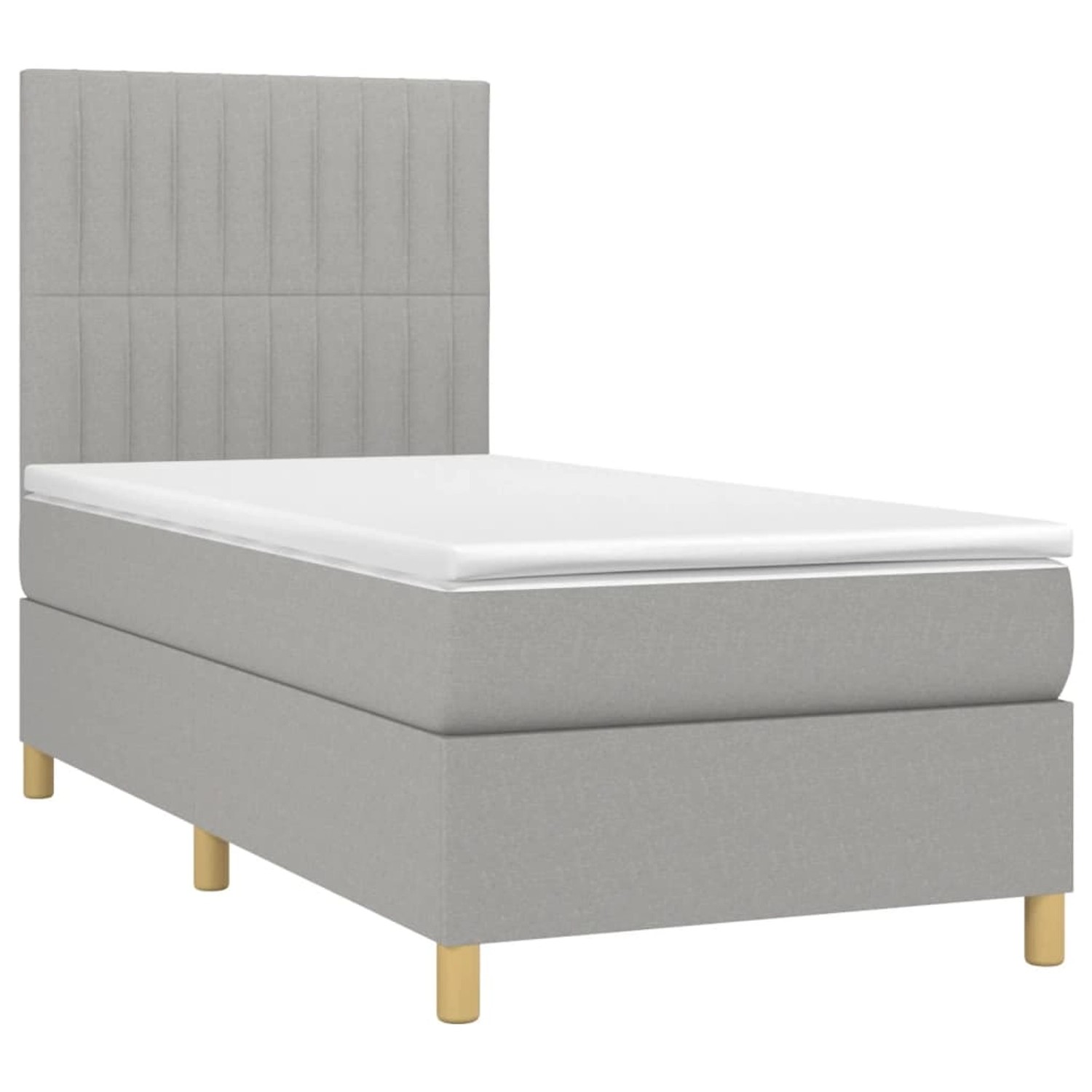 vidaXL Boxspringbett mit Matratze & LED Hellgrau 90x190 cm Stoff 3135557 günstig online kaufen