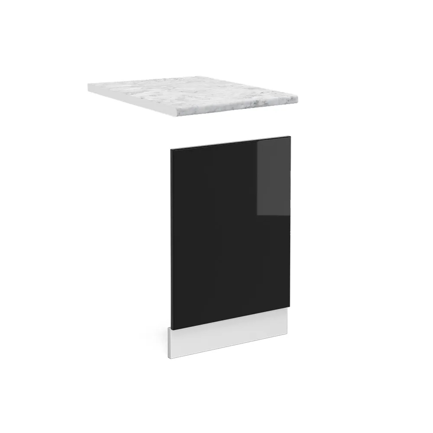 Vicco Frontblende R-Line Geschirrspüler Fronttür Schwarz Hochglanz/Weiß AP Marmor