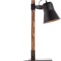 Schwarze Brilliant Tischleuchte Plow aus Stahl und Holz, Design-Tischlampe für den Innenbereich.