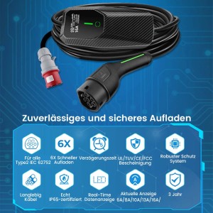Junsun Ev Ladekabel Typ 2 22 Kw 3 Phasen 6-32A 5 M Ev Ladegerät