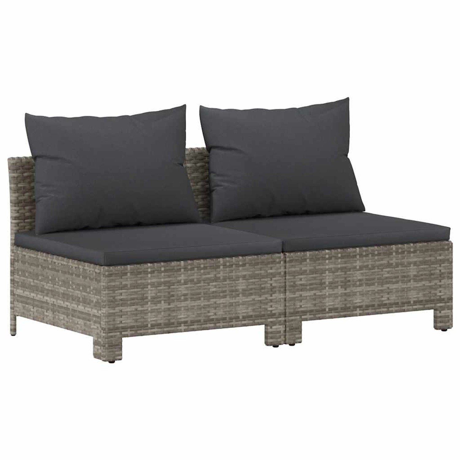vidaXL Gartensofa 2-Sitzer mit Kissen Grau Poly Rattan 362691 günstig online kaufen