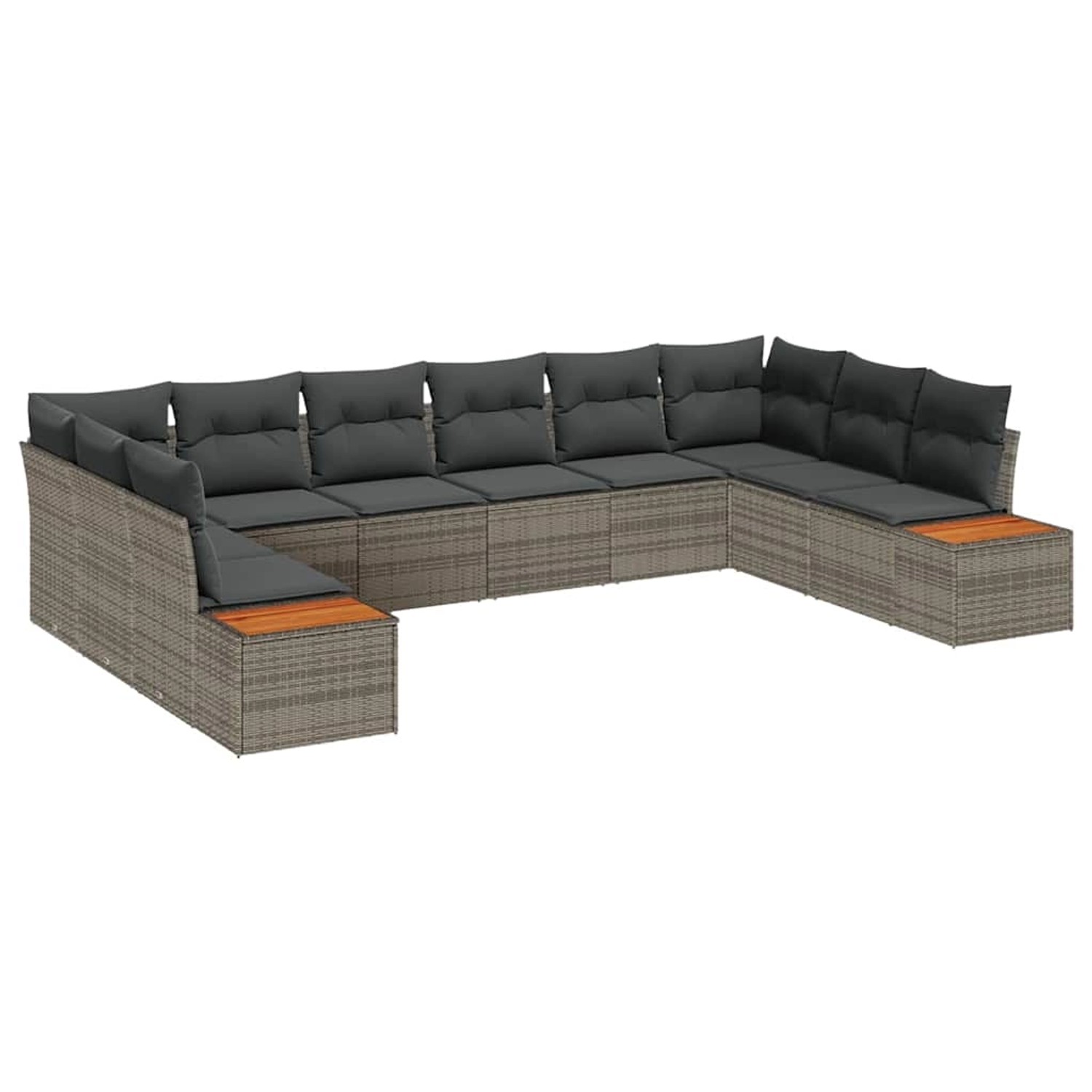 vidaXL Garten-Sofa-Set mit Kissen 10-Tlg Grau Poly Rattan 3348175 günstig online kaufen