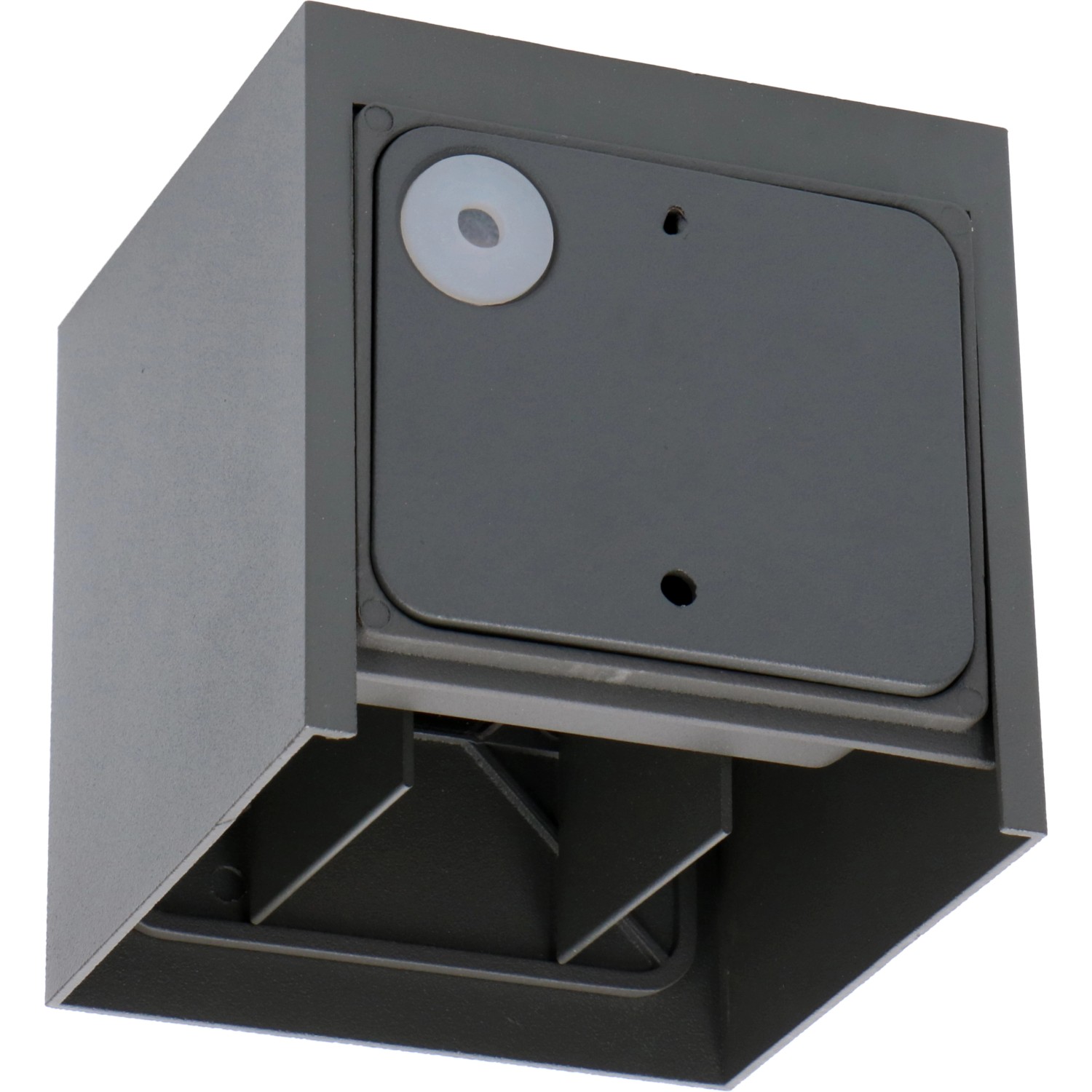 Eckige LED Außenwandleuchte in Anthrazit, 10,6x10,5x10,5 cm. Moderne Wandlampe für den Außenbereich.