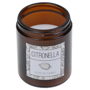 Steinhart Duftkerze Citronella im braunen Glastiegel, weiße Wachsfüllung.