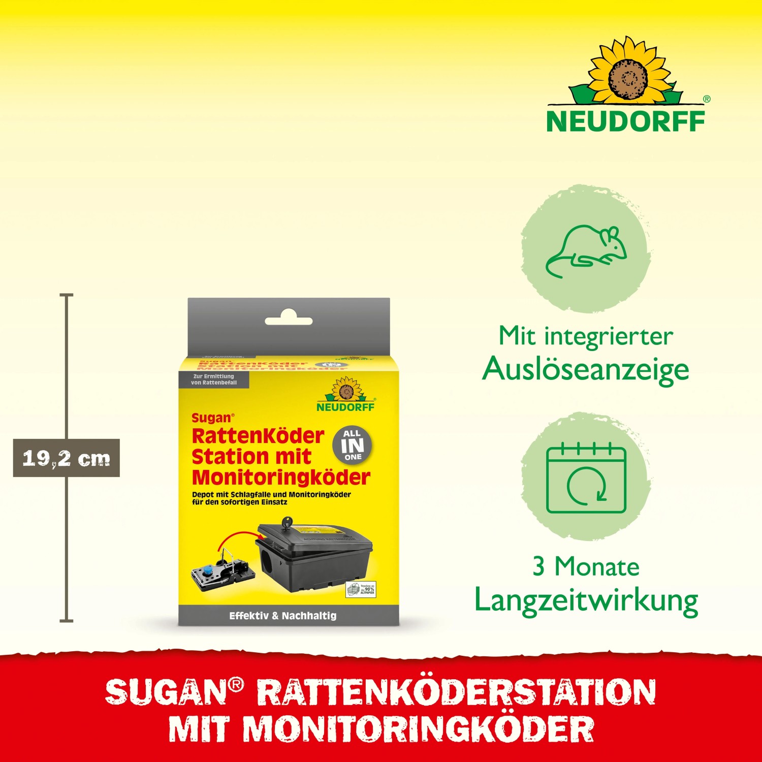 Neudorff Ratten-Köderstation Sugan mit Monitoringköder, Komplettset zur Rattenbekämpfung.