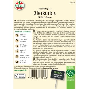 Sperli Zierkürbis Bischofsmütze Samen: Bunte Kürbisse in Turbanform für Herbstdeko.