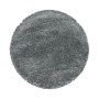 Runder, hellgrauer Ayyildiz Hochflorteppich Fluffy mit langem Flor, Durchmesser 160 cm.