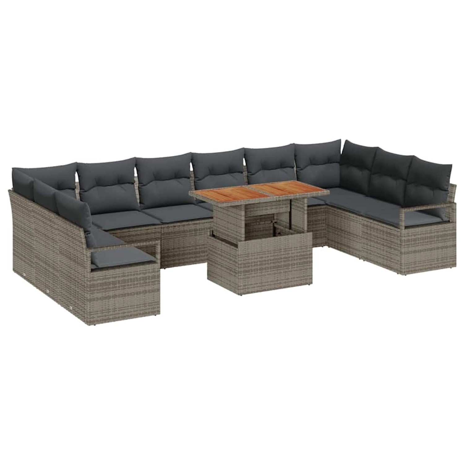 vidaXL Garten-Sofa-Set mit Speicher 11-Tlg Grau Poly Rattan 3358498 günstig online kaufen
