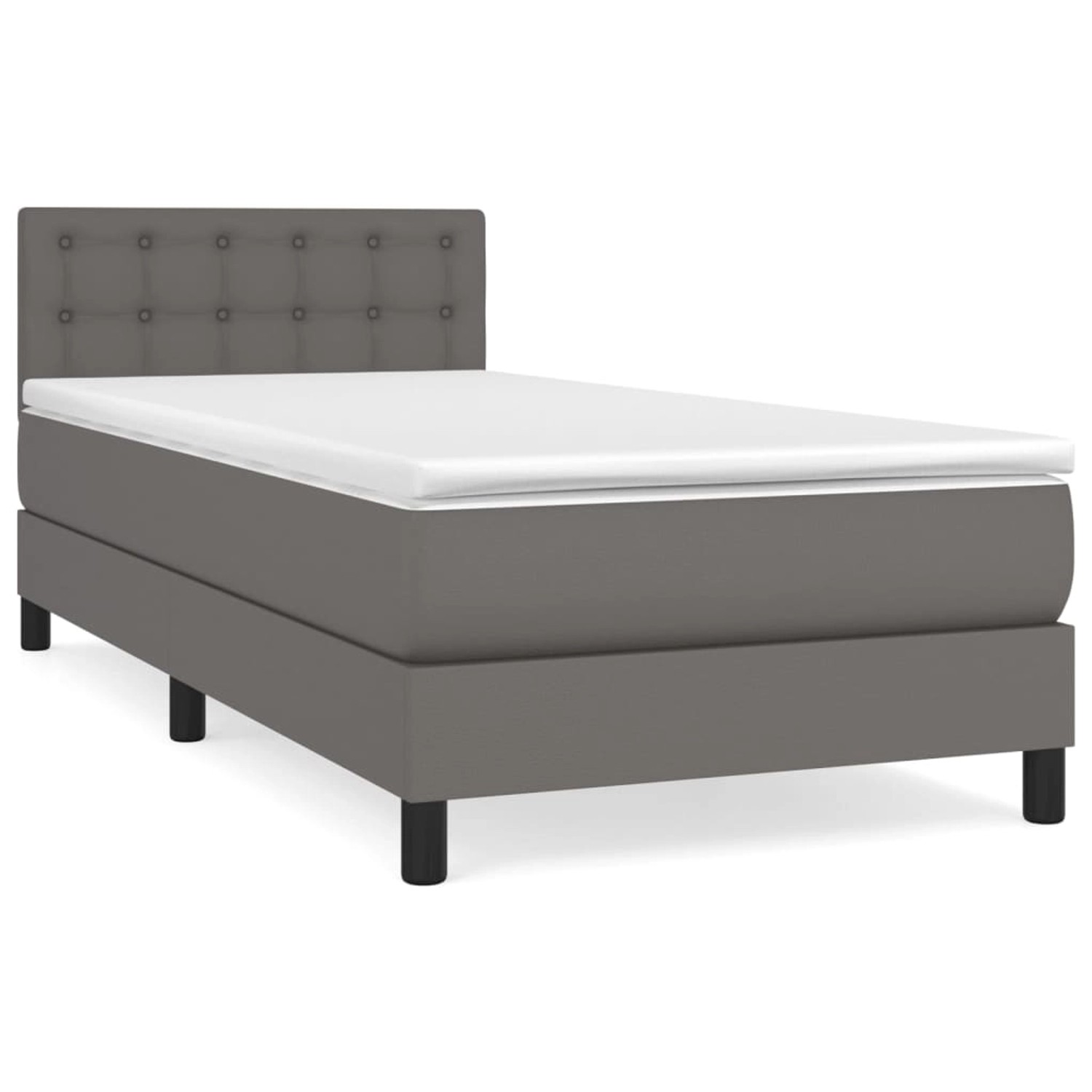 vidaXL Boxspringbett mit Matratze Grau 90x190 cm Kunstleder1389798 günstig online kaufen