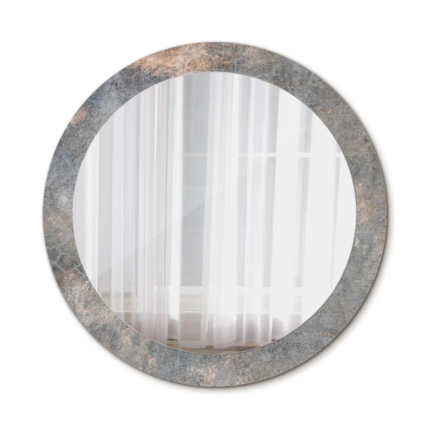 Tulup Spiegel mit Aufdruck Vintage Beton 90x90 cm Runder Spiegel mit Dekora günstig online kaufen