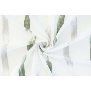 Transparenter, weißer Fenstervorhang Steen Grün mit grünen Streifen und verdeckten Schlaufen.
