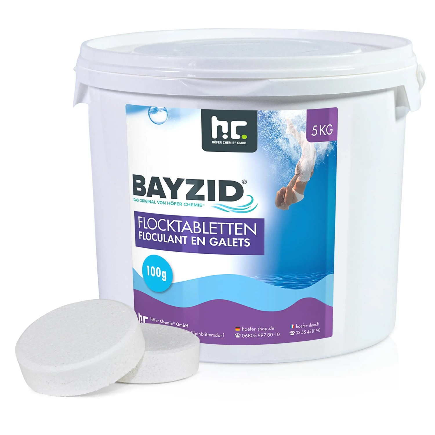 Bayzid Flocktabletten 2x5kg im Eimer, Pool Flockungsmittel zur Wasserklärung.