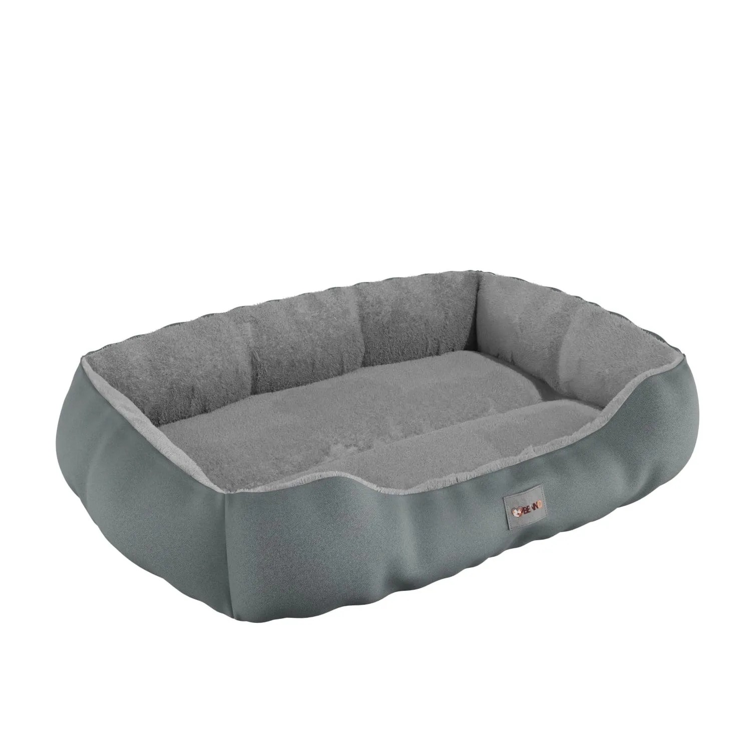 Graues Benno Hundebett Sammy (65x50x16 cm) mit Kauknochen. Gemütliches Hundekissen für Hunde.