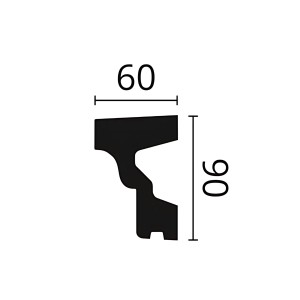 Profilzeichnung NMC FA12-Box DOMOSTYL Fenstersohlbank, Maße 60x90 mm.