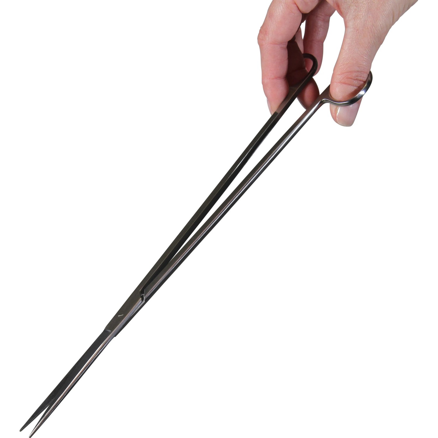 JBL ProScape Tool S 30: Gerade Pinzette zur Pflege von Aquariumpflanzen, gehalten in einer Hand.