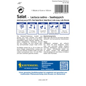 Kiepenkerl Salat Fitness Mix Saatteppich: Mischung aus verschiedenen Salatsorten für Beet und Balkon.