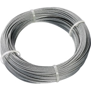 Drahtseil Basic, Ø 2 mm, 30 m, aus verzinktem Stahl, aufgerollt und mit Kabelbindern fixiert.