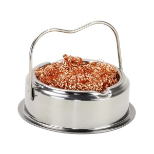 Blanko Lötspitzenreiniger mit Messinggeflecht in Aluminiumschale und Griff.