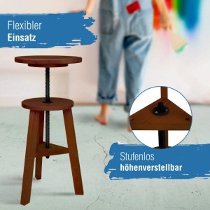 Artina Arles Malhocker Nussbaum, höhenverstellbarer Hocker aus Buchenholz für Künstlerbedarf.