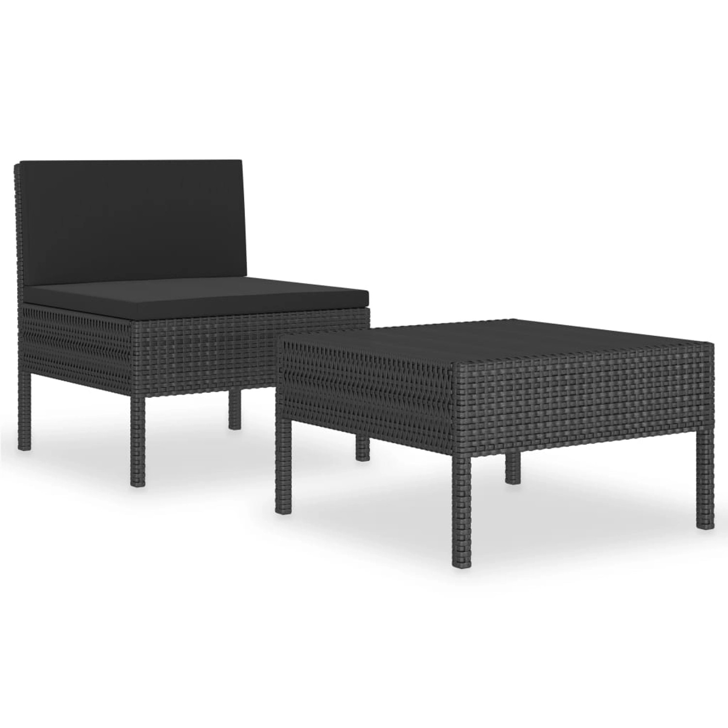 2-tlg. Garten-lounge-set Mit Auflagen Poly Rattan Schwarz günstig online kaufen