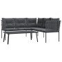 Schwarze vidaXL Garten Sofagarnitur mit Kissen, Stahl und Textilene, Modell 5. Gartenmöbel Set mit Tisch.