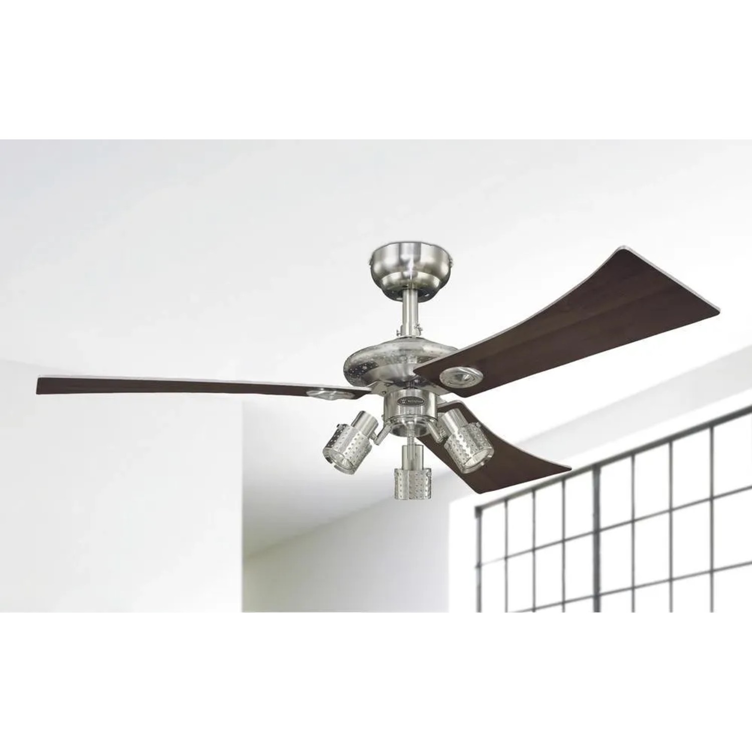 Westinghouse Deckenventilator Audubon mit Beleuchtung, 122 cm Durchmesser, Nickel-Metallic Gehäuse.