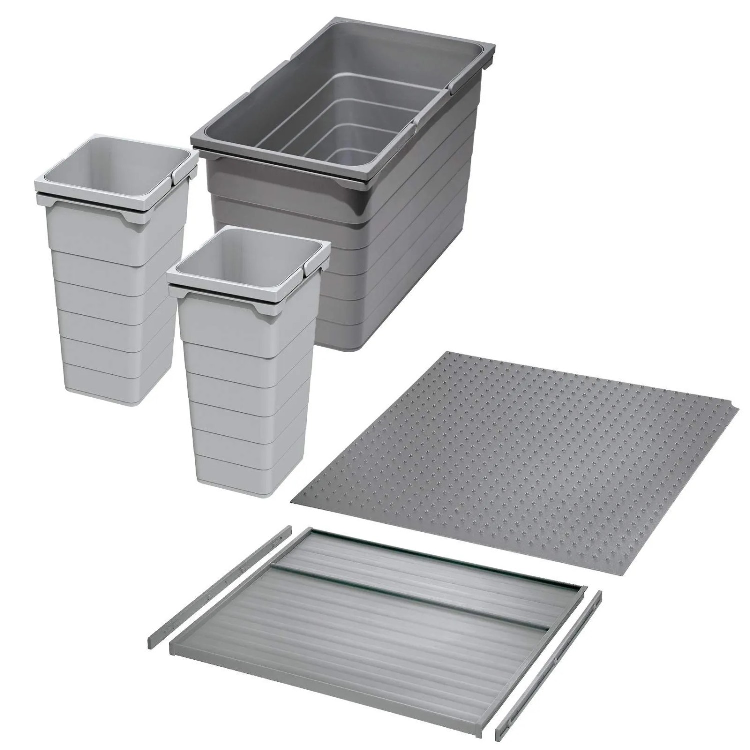 Ninka Abfalltrennsystem Eins2vier KB 500 mm 2x 11,5L 25L Alugrau für Seitenstärke 16 mm