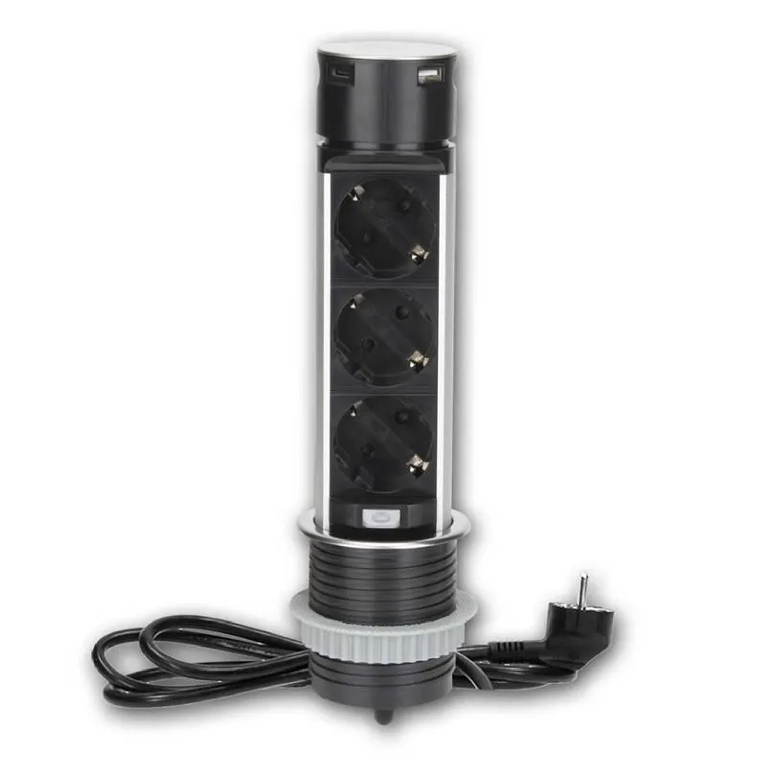 world-trading-net 3er Tisch- Möbelsteckdose Versenkbar mit USB-A & C