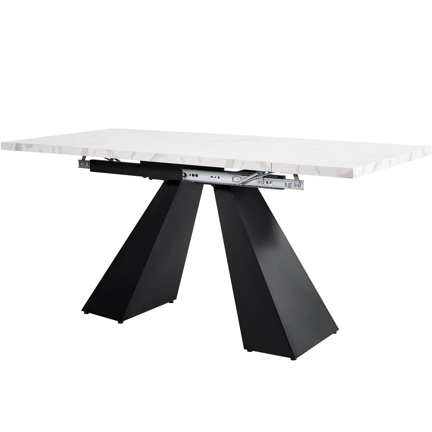Merax Ausziehbarer Esstisch 99-159x74cm  Säulengestell  Weiß