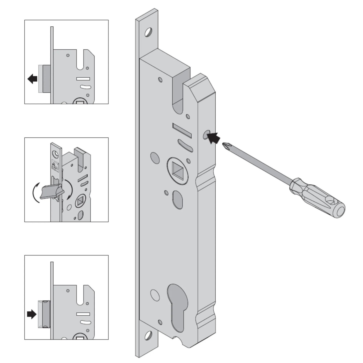 BASI ES 958L PZW Rohrrahmenschloss DIN R/L Käntigstulp 24/270 mm Langloch Dornmaß 40 mm 1-tourig Metall Falle/Riegel 9585-4020L_3