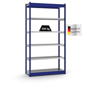 PROREGAL Fachbodenregal, blau, mit 6 Ebenen, Fachlast 200 kg, Stecksystem.