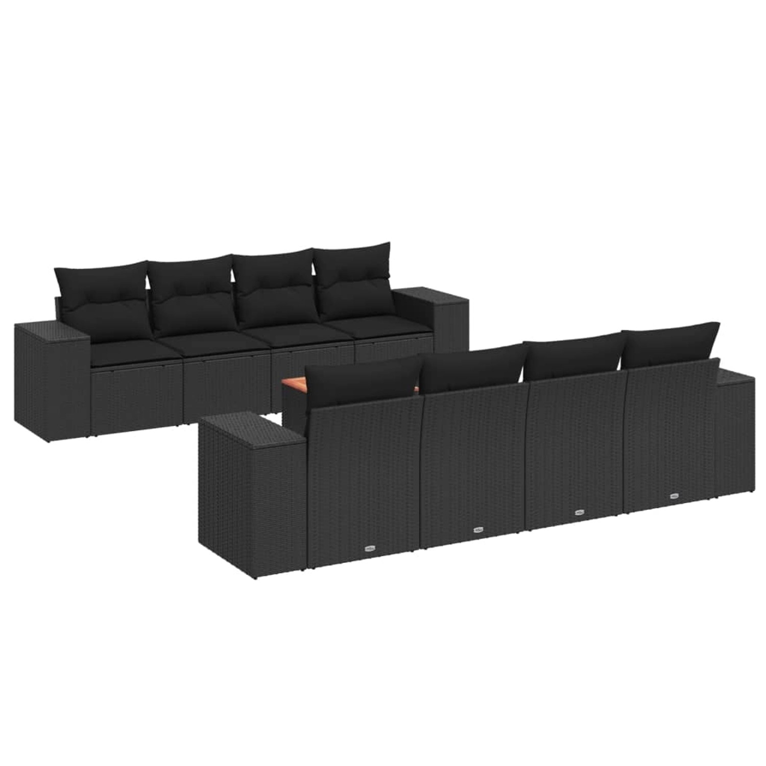 vidaXL 9-tlg Garten-Sofagarnitur mit Kissen Schwarz Poly Rattan Modell 63