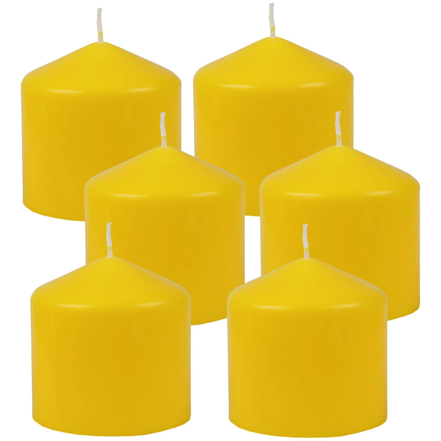 HS Candle Stumpenkerzen Ø8cm 6er Pack Gelb Gold günstig online kaufen