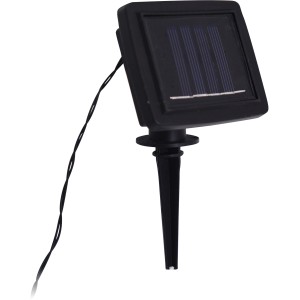 Detailaufnahme des Solarpanels der 10er-LED-Solar-Lichterkette Glühbirne in Schwarz.