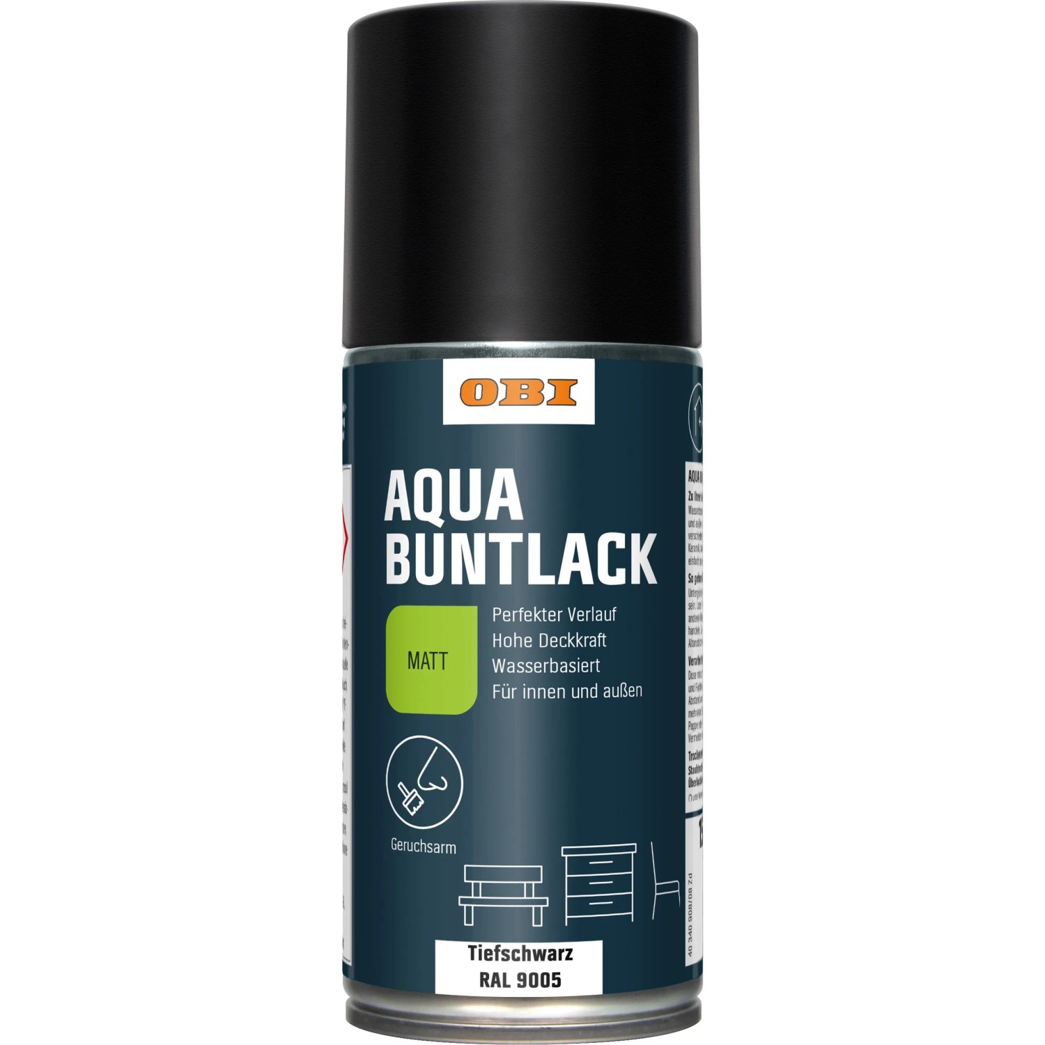 OBI Buntlack Spray RAL 9005 Tiefschwarz matt wv 150 ml