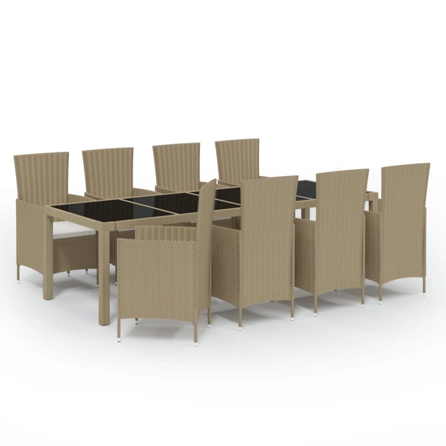 vidaXL 9-tlg Garten-Essgruppe mit Kissen Poly Rattan Beige Modell 7 günstig online kaufen