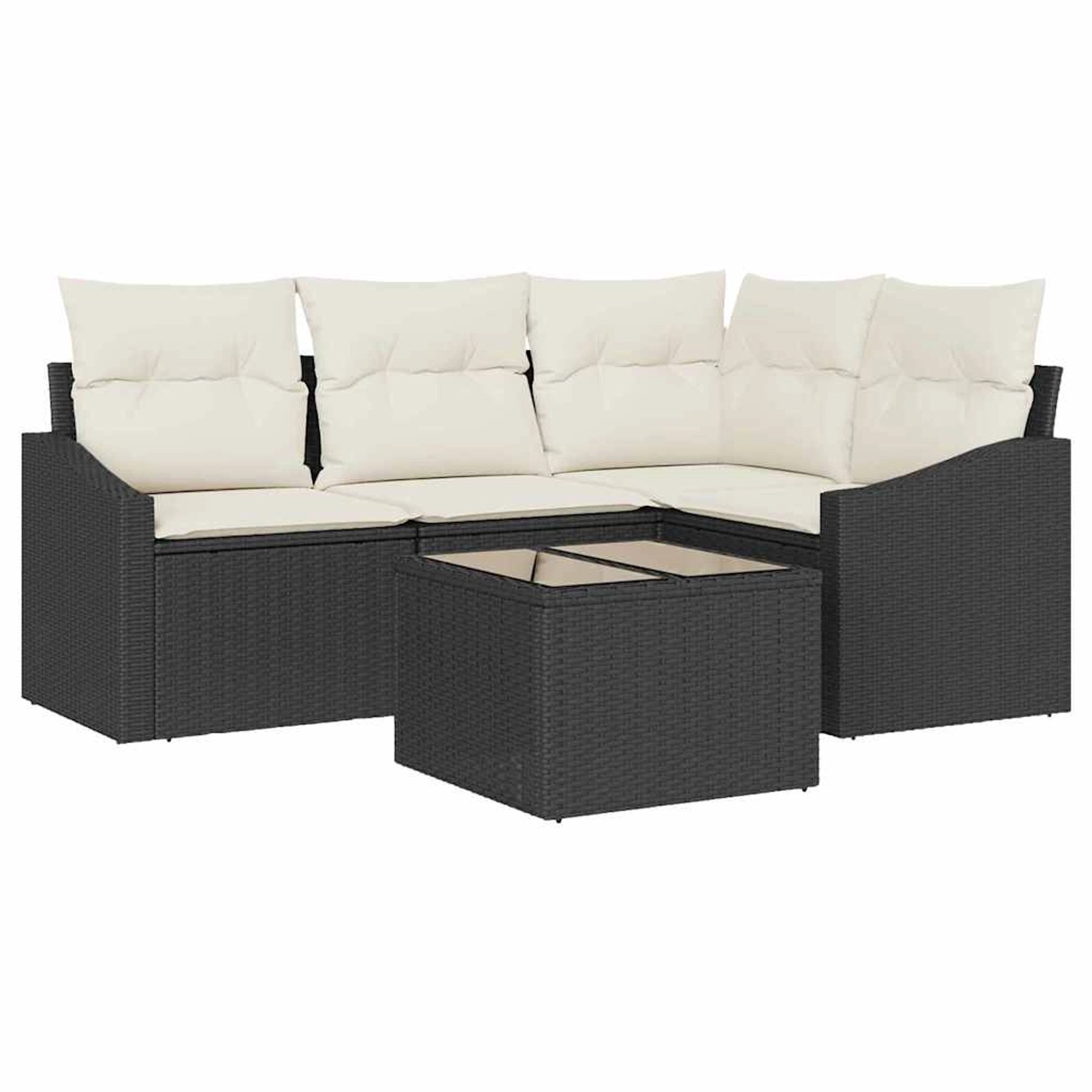 vidaXL Garten-Sofa-Set 5-Tlg Schwarz Poly Rattan 3346707 günstig online kaufen