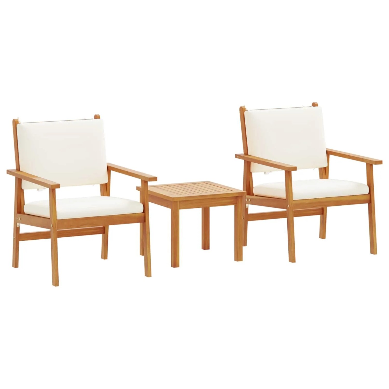 vidaXL Gartensofa-Set 3 Stk Cremeweiß Massivholz Akazie 4106577