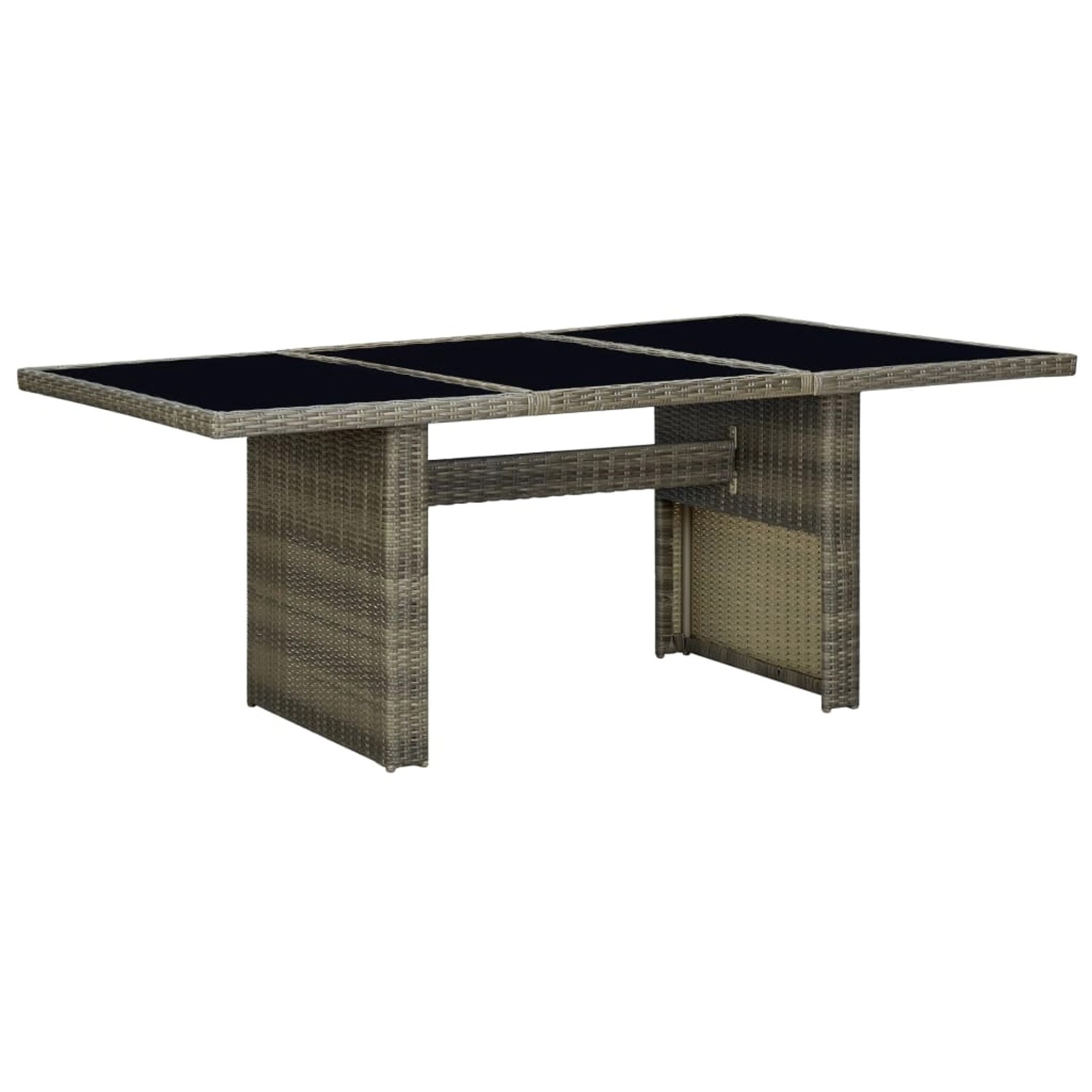 vidaXL Gartentisch Braun Poly Rattan und Hartglas 313313