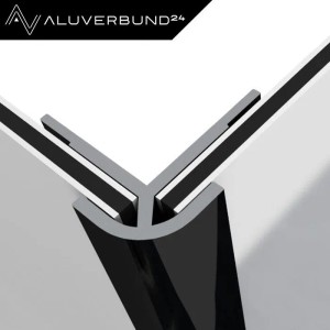 Anthrazitfarbenes Alu Außeneckprofil für 3mm Verbundplatten. Schützt Kanten von Wandpaneelen und Dekorplatten. RAL7016.