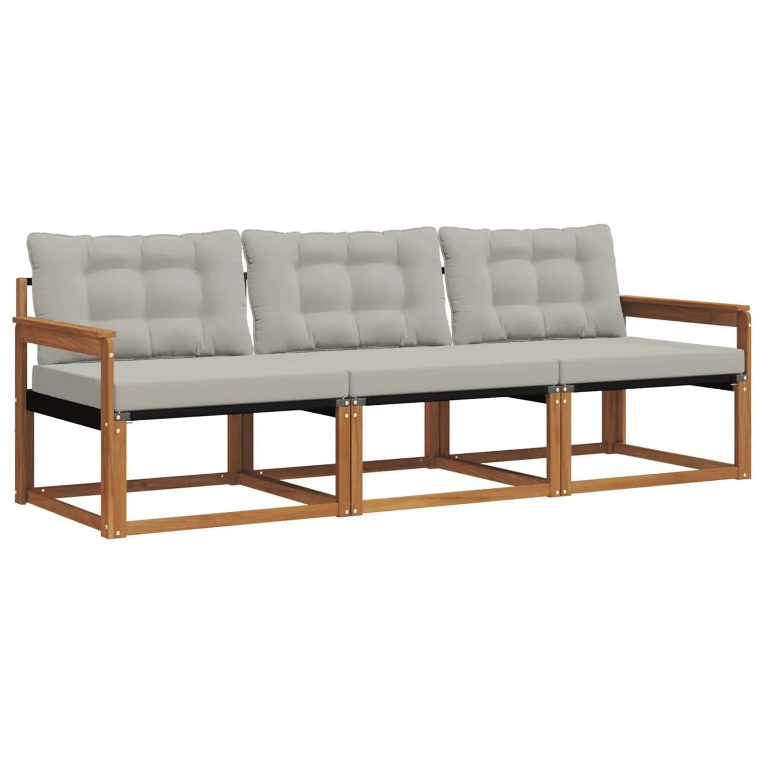 vidaXL Outdoor-Sofagarnitur mit Kissen 3-Tlg Natur und Hellgrau 3369138