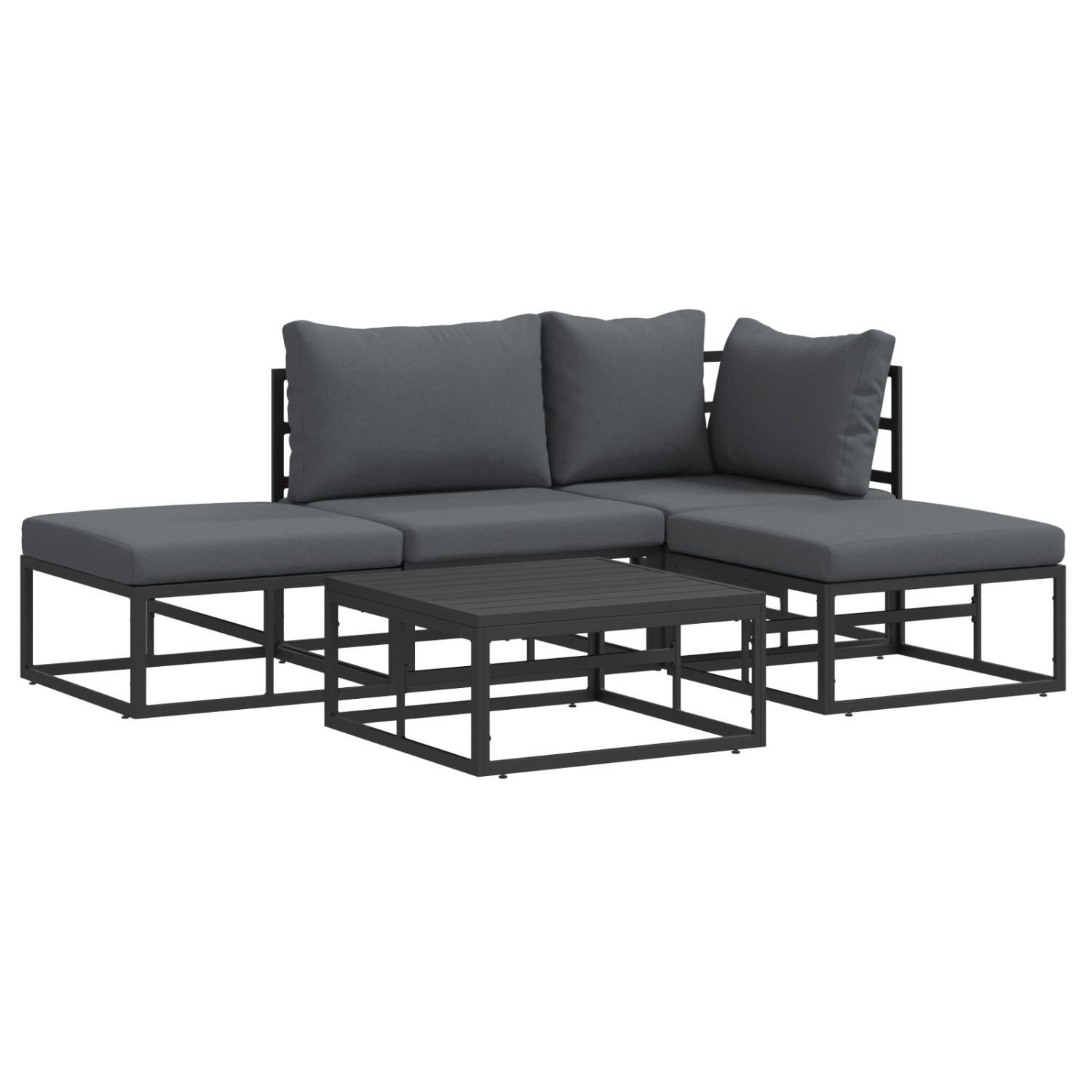 vidaXL Garten-Sofa-Set 5-Tlg Schwarz 70 x 70 x 32 cm Aluminium 3378855 günstig online kaufen