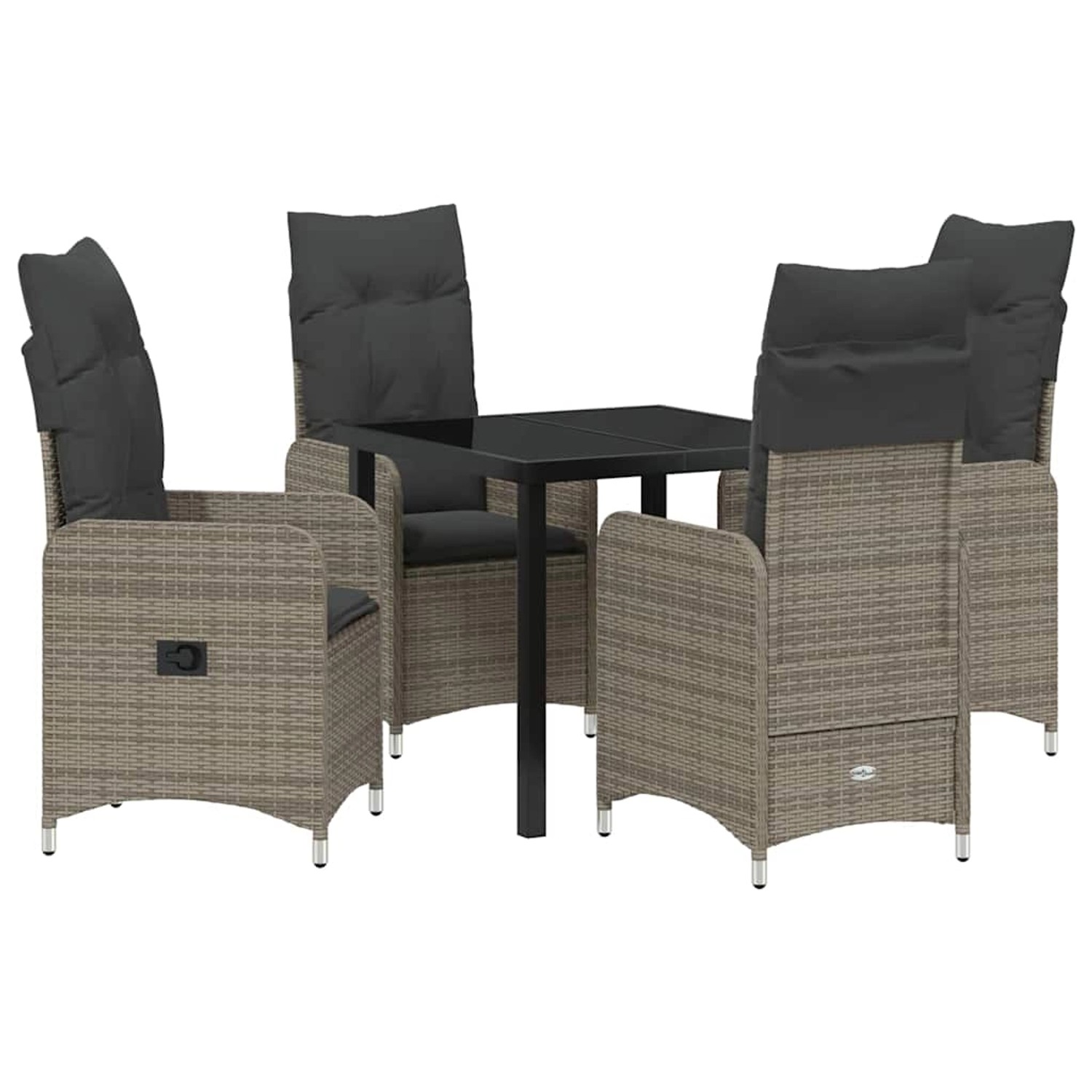 vidaXL 5-Teilige Garten-Essgruppe mit Kissen in Grau aus Poly Rattan 337964 günstig online kaufen