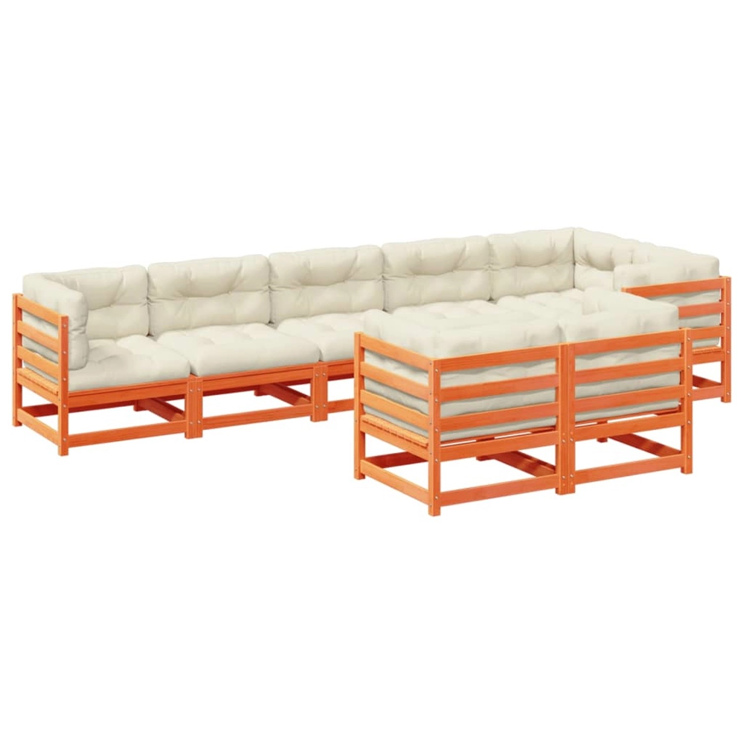 vidaXL 8-Tlg Garten-Sofagarnitur mit Kissen Wachsbraun Kiefernholz 3299505 günstig online kaufen