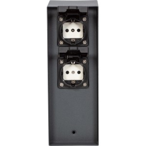 Anthrazitfarbene 3-fach Steckdosensäule IP44 für den Außenbereich.